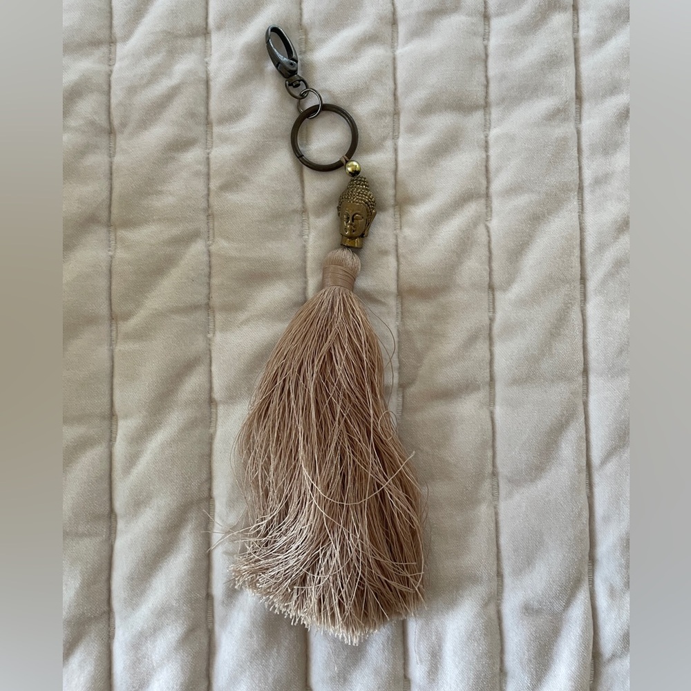 Powder pink tassel Buddha keychain